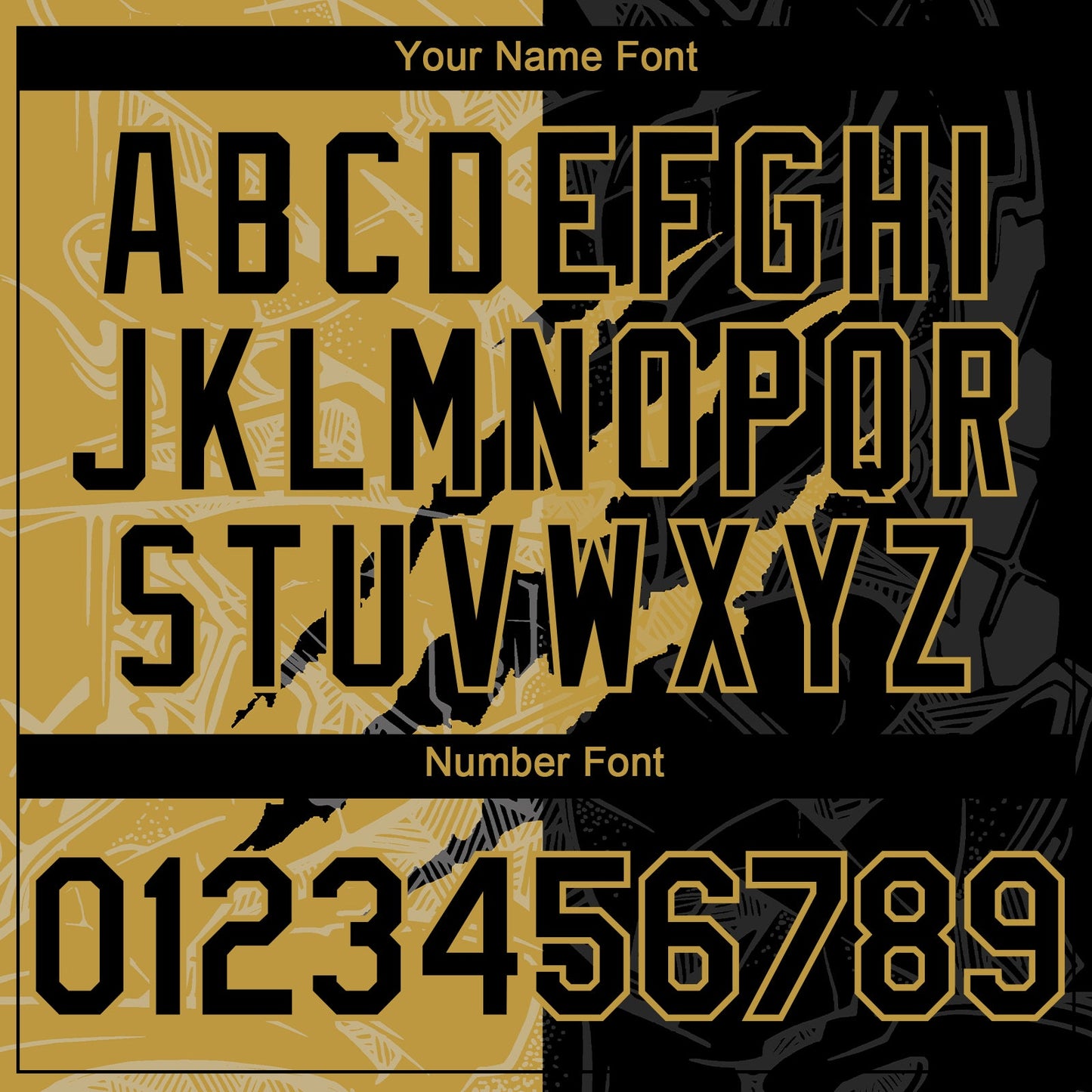 Custom Graffiti Pattern Black-Old Gold 3D Scratch Authentic Baseball Jersey - Sky-Custom