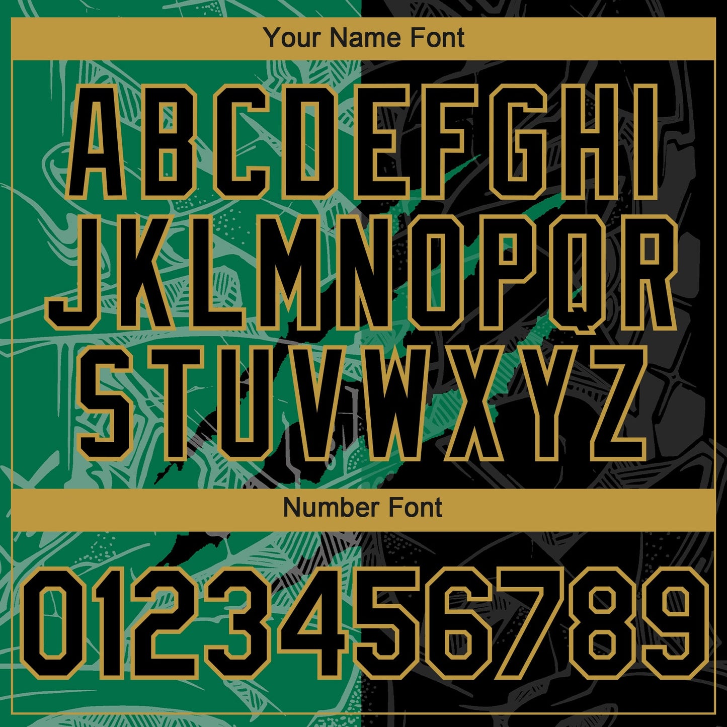 Custom Graffiti Pattern Black Kelly Green-Old Gold 3D Scratch Authentic Baseball Jersey - Sky-Custom