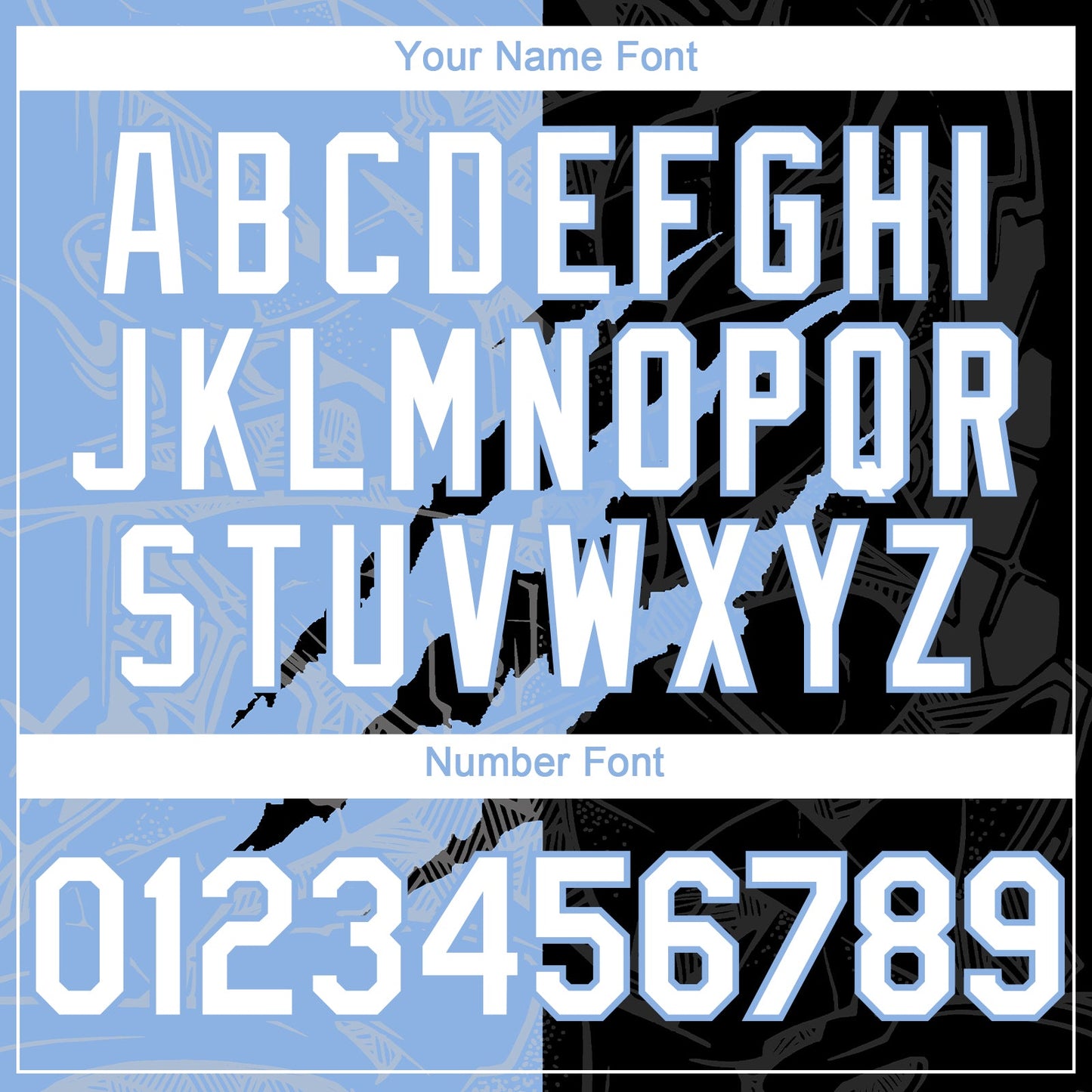 Custom Graffiti Pattern White Black-Light Blue 3D Scratch Authentic Baseball Jersey - Sky-Custom