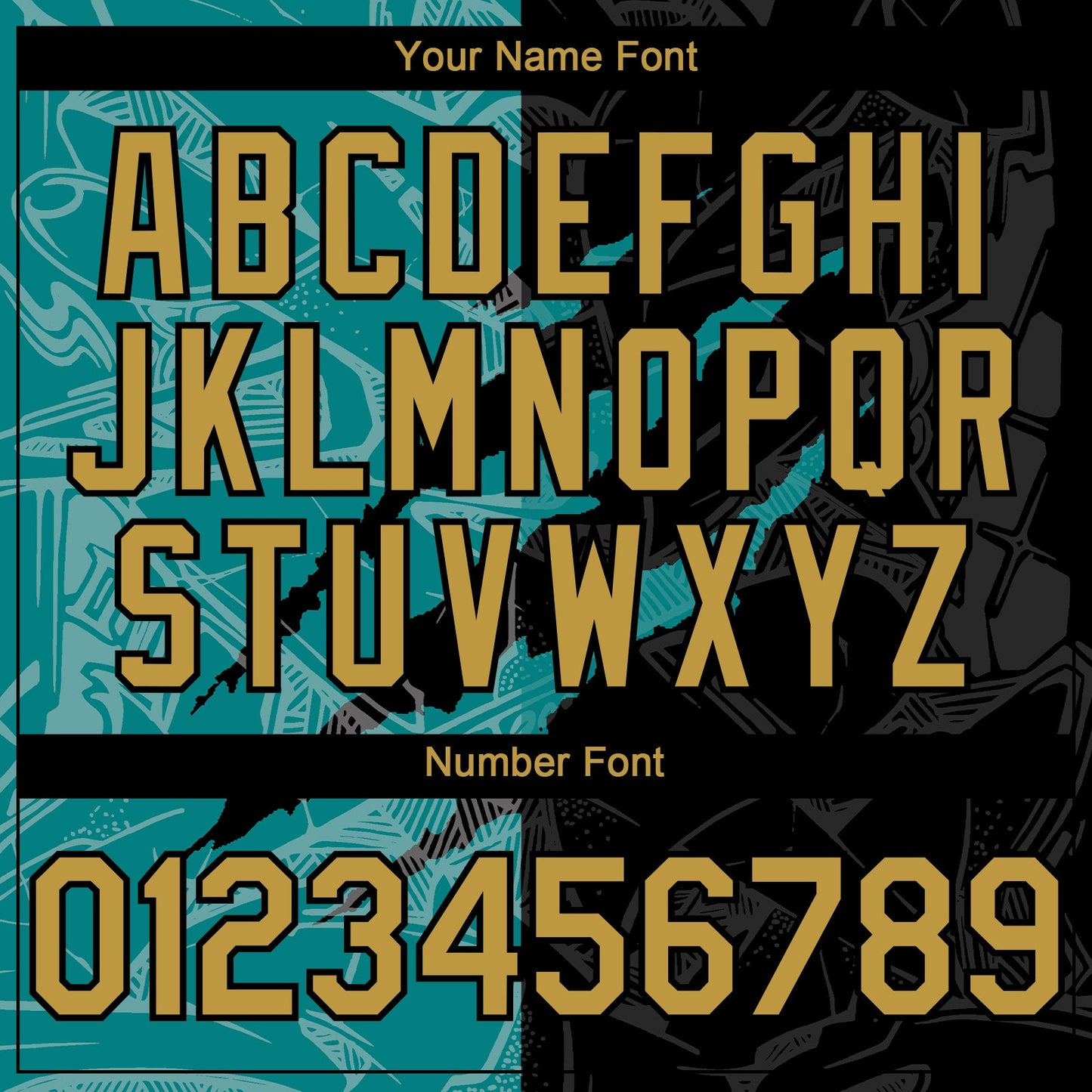 Custom Graffiti Pattern Old Gold Black-Teal 3D Scratch Authentic Baseball Jersey - Sky-Custom