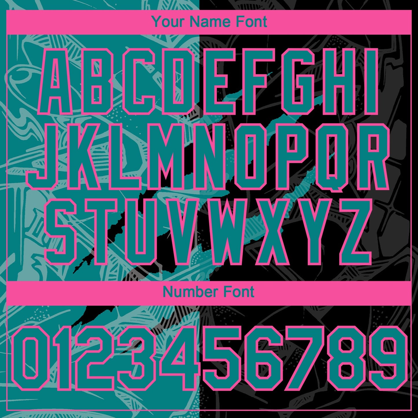 Custom Graffiti Pattern Teal Black-Pink 3D Scratch Authentic Baseball Jersey - Sky-Custom