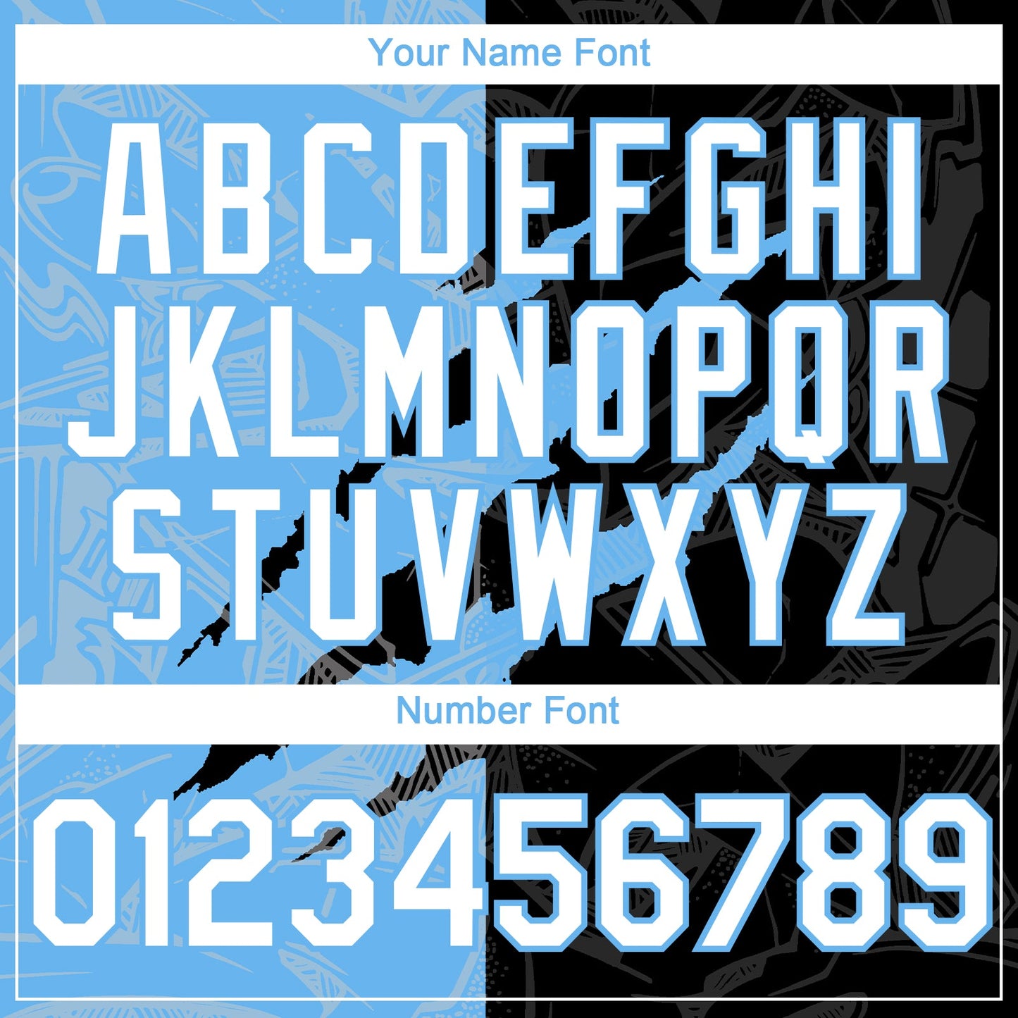 Custom Graffiti Pattern White Black-Sky Blue 3D Scratch Authentic Baseball Jersey - Sky-Custom