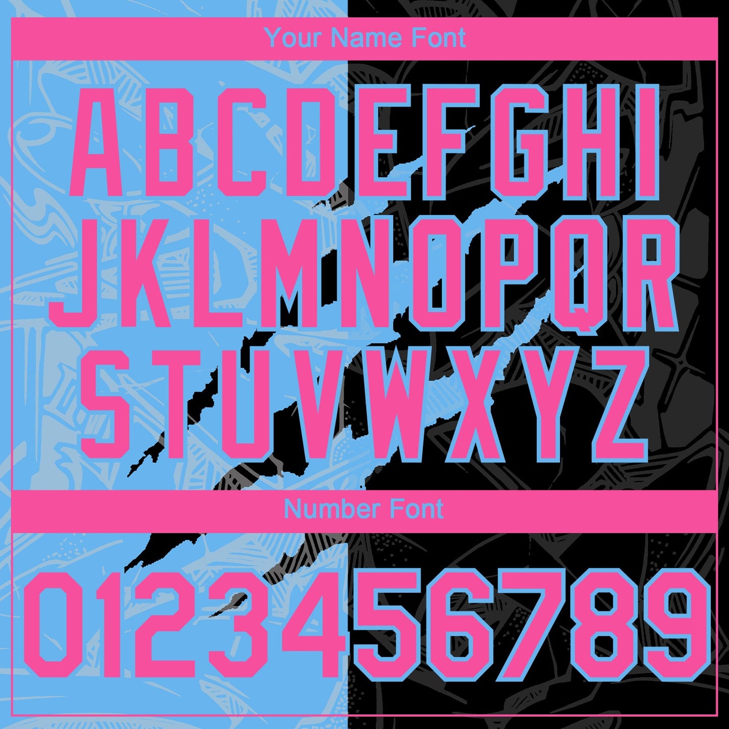 Custom Graffiti Pattern Pink Black-Sky Blue 3D Scratch Authentic Baseball Jersey - Sky-Custom