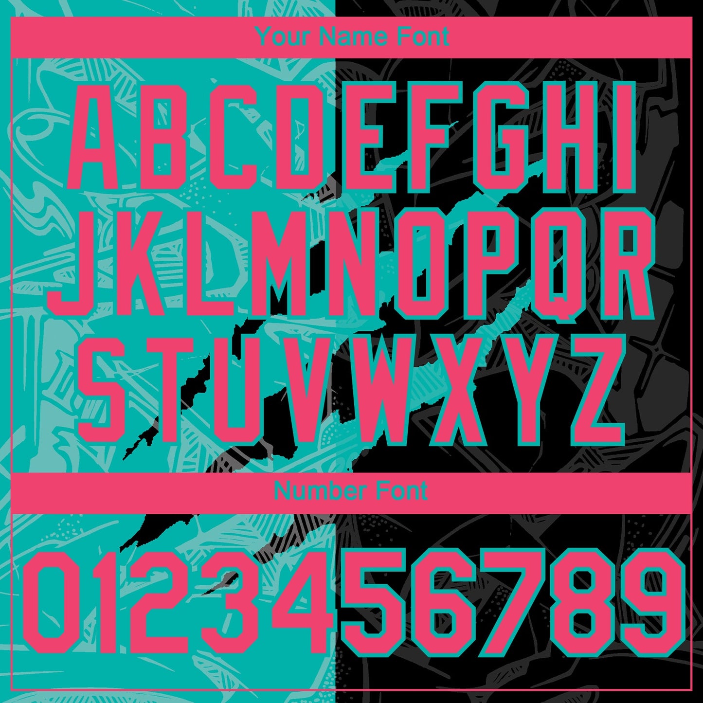 Custom Graffiti Pattern Neon Pink Black-Aqua 3D Scratch Authentic Baseball Jersey - Sky-Custom