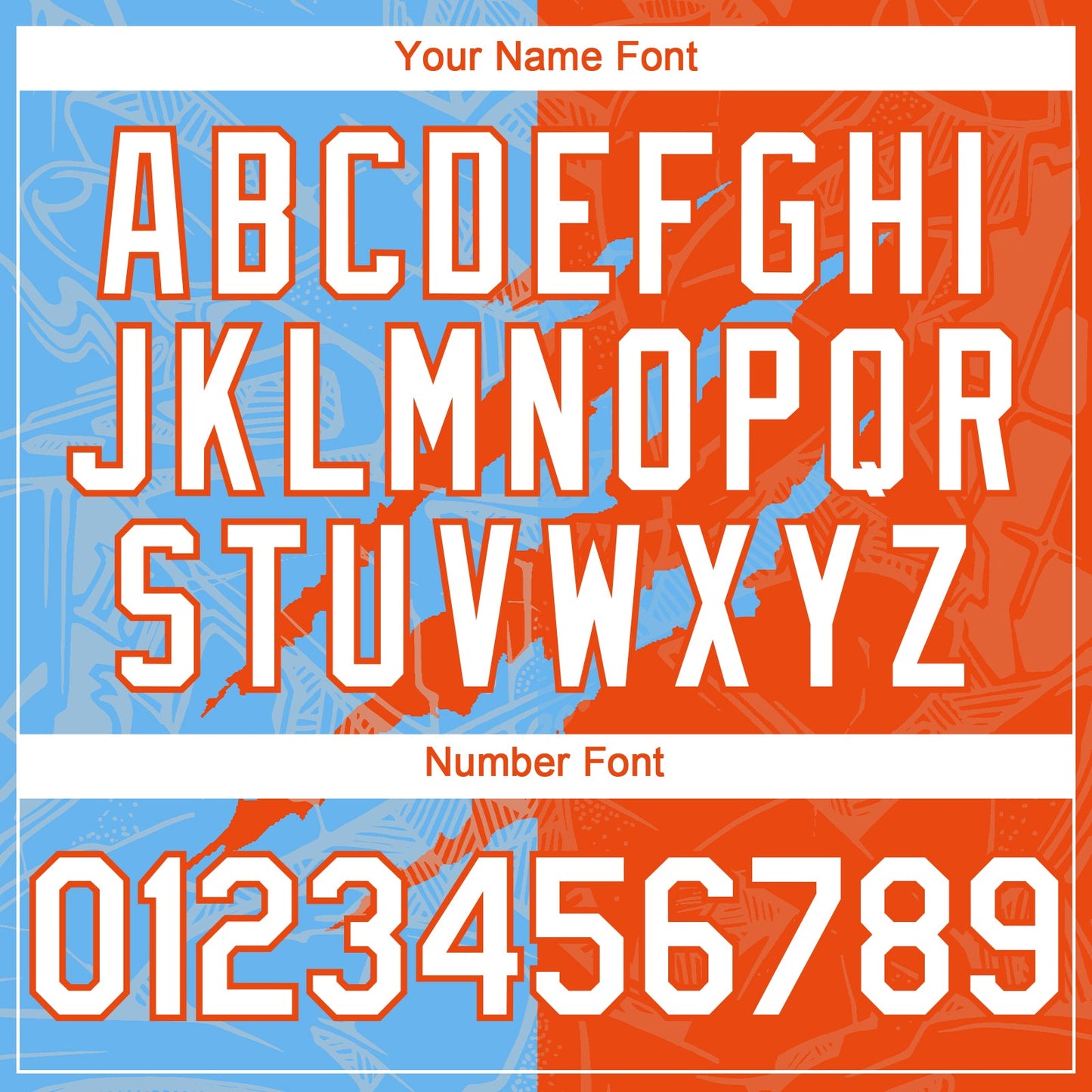 Custom Graffiti Pattern White Orange-Sky Blue 3D Scratch Authentic Baseball Jersey - Sky-Custom