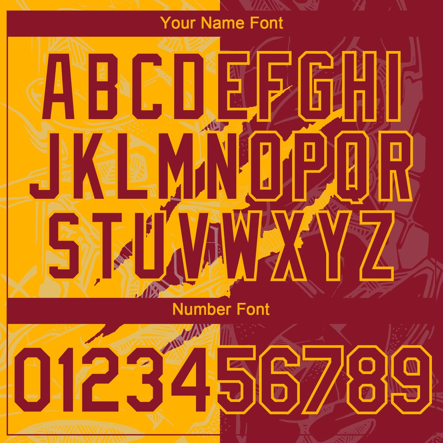 Custom Graffiti Pattern Crimson-Gold 3D Scratch Authentic Baseball Jersey - Sky-Custom