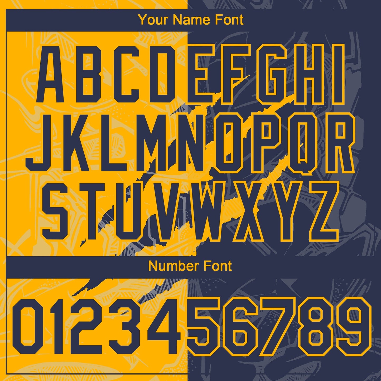 Custom Graffiti Pattern Navy-Gold 3D Scratch Authentic Baseball Jersey - Sky-Custom