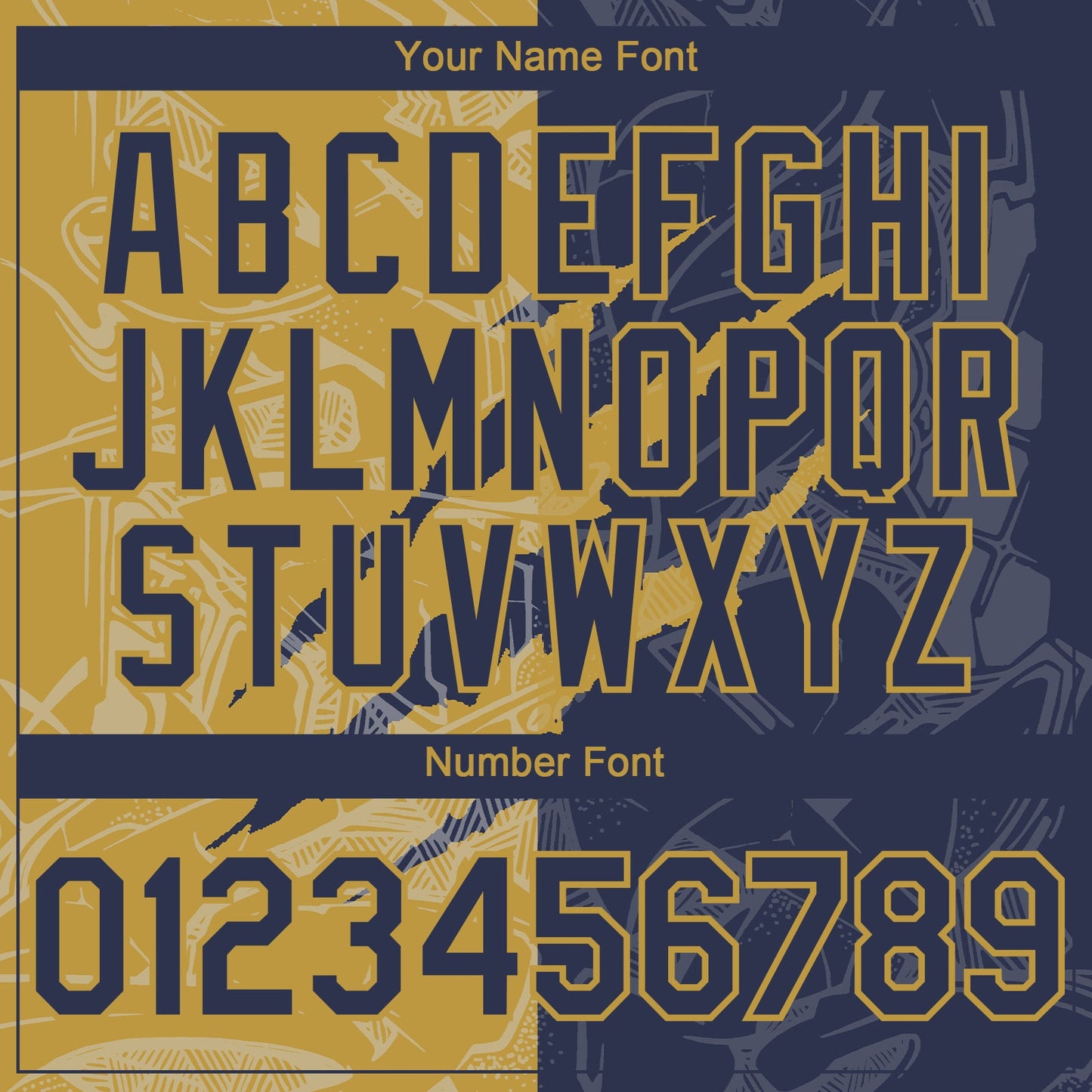 Custom Graffiti Pattern Navy-Old Gold 3D Scratch Authentic Baseball Jersey - Sky-Custom