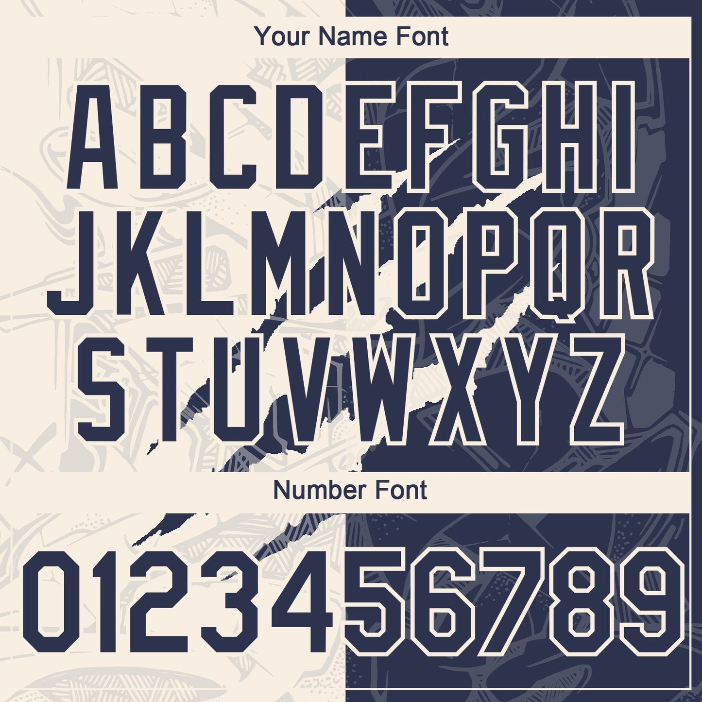 Custom Graffiti Pattern Navy-Cream 3D Scratch Authentic Baseball Jersey - Sky-Custom