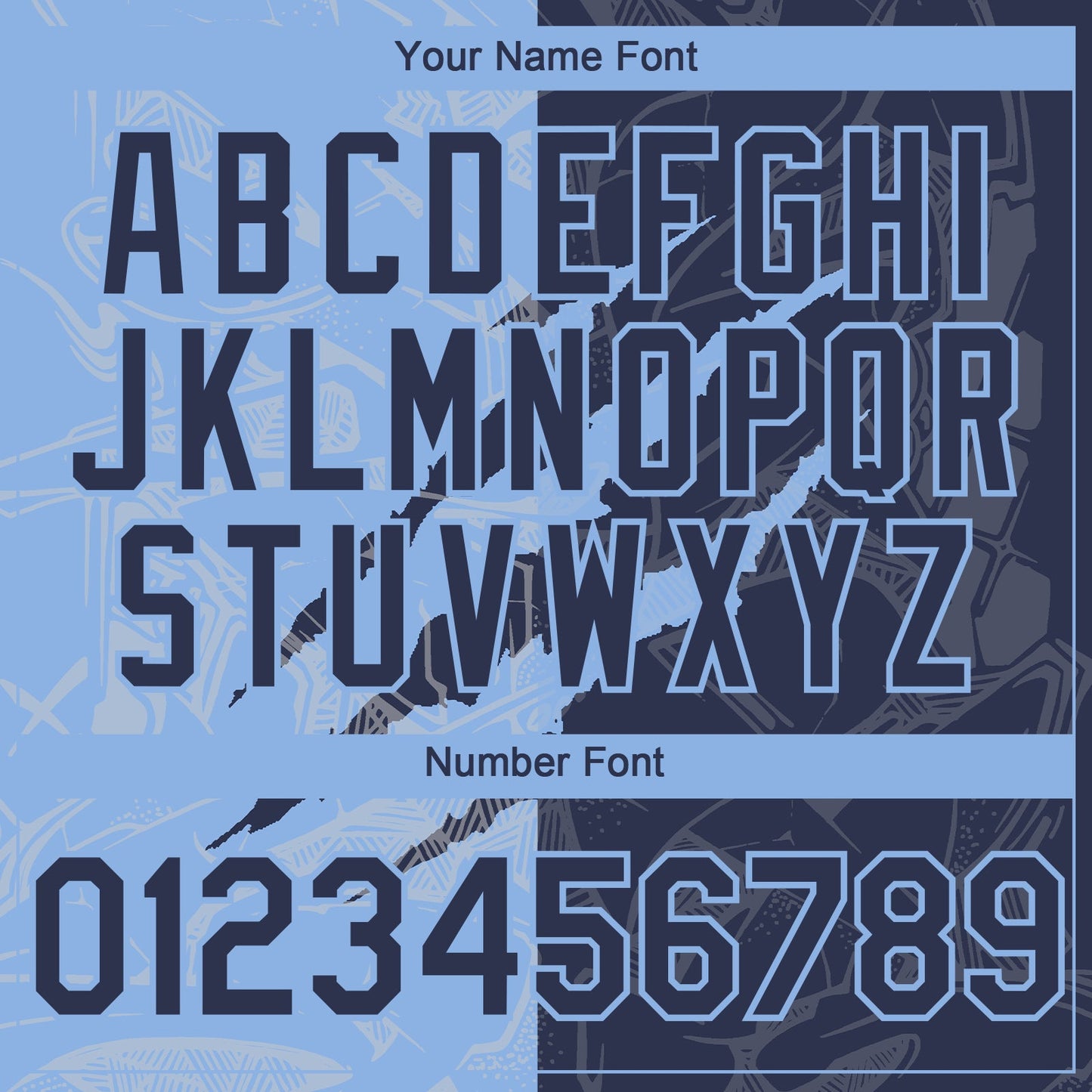 Custom Graffiti Pattern Navy-Light Blue 3D Scratch Authentic Baseball Jersey - Sky-Custom