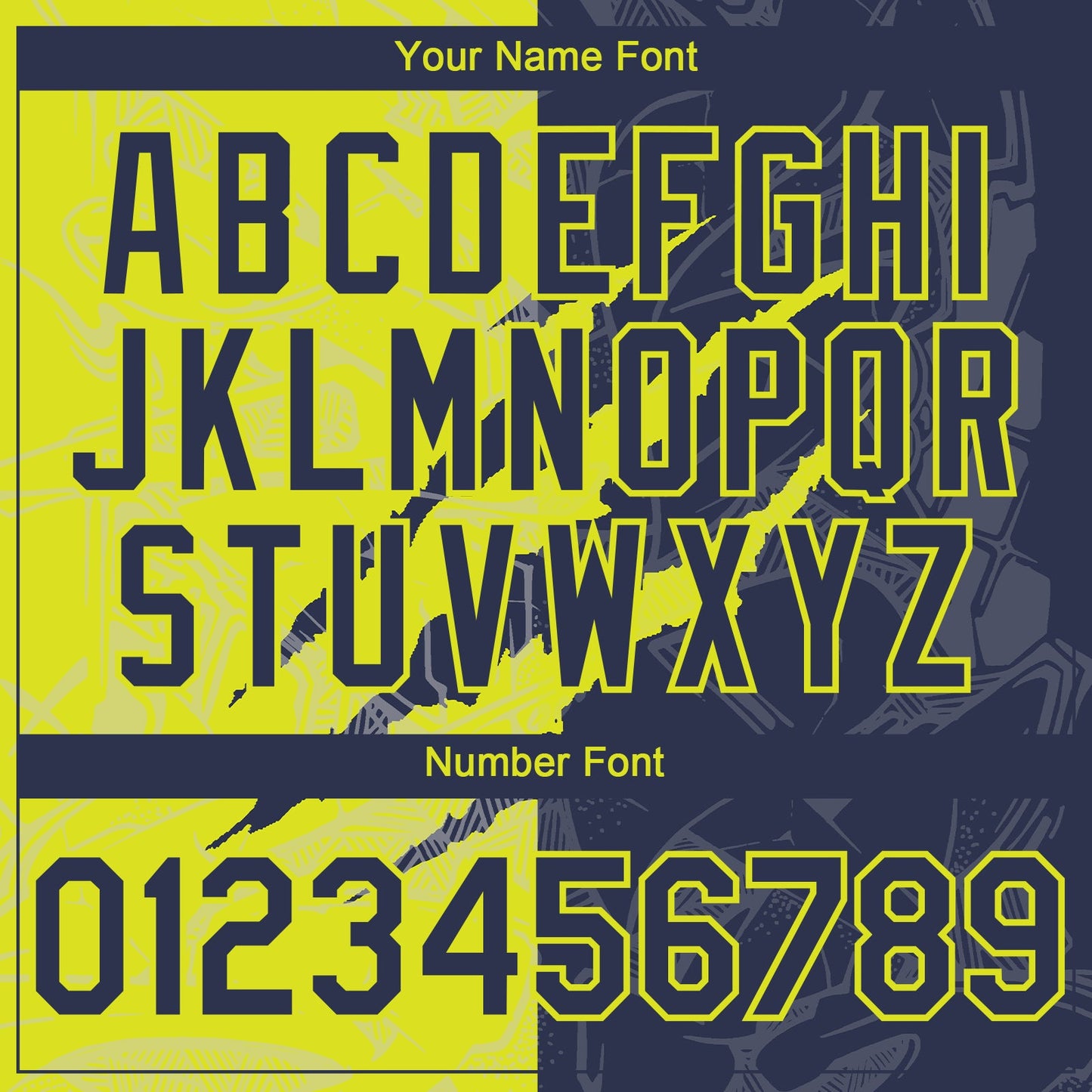 Custom Graffiti Pattern Navy-Neon Yellow 3D Scratch Authentic Baseball Jersey - Sky-Custom