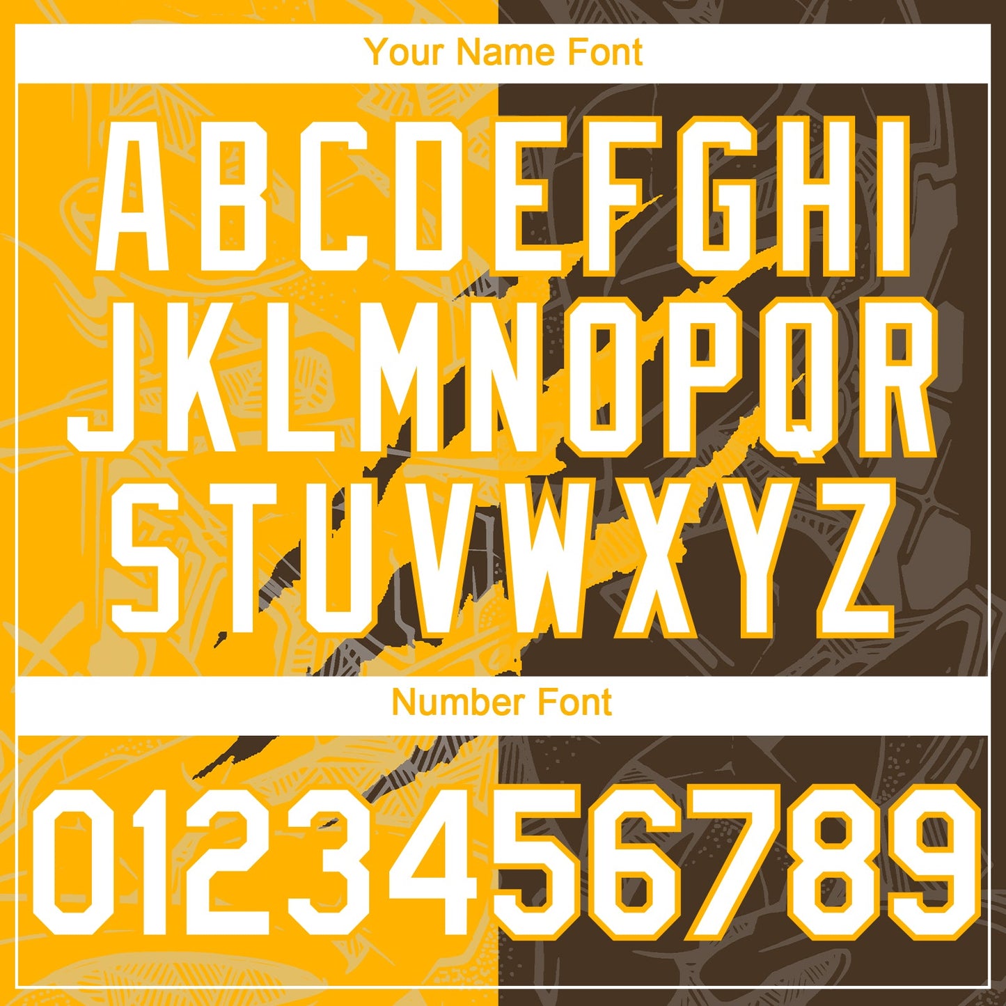 Custom Graffiti Pattern White Brown-Gold 3D Scratch Authentic Baseball Jersey - Sky-Custom