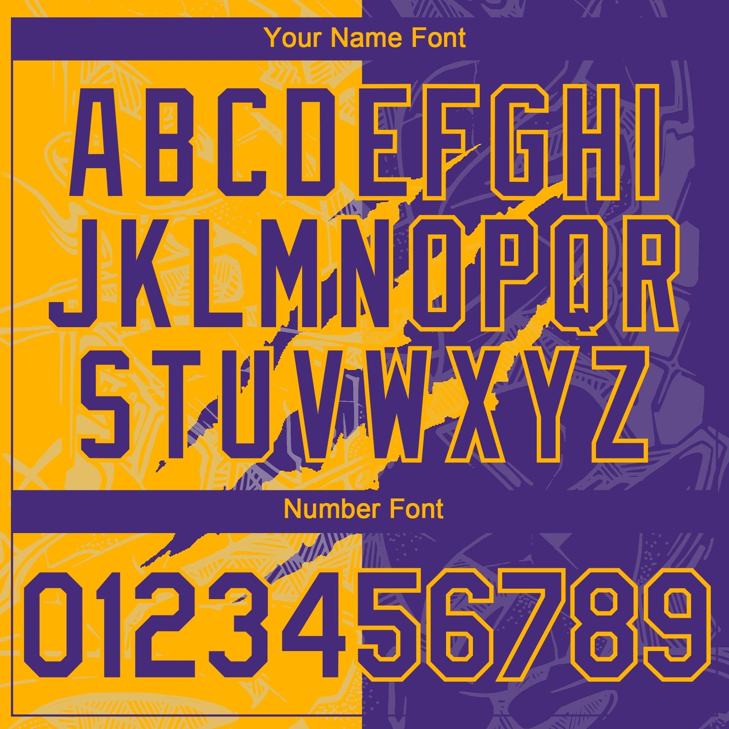 Custom Graffiti Pattern Purple-Gold 3D Scratch Authentic Baseball Jersey - Sky-Custom