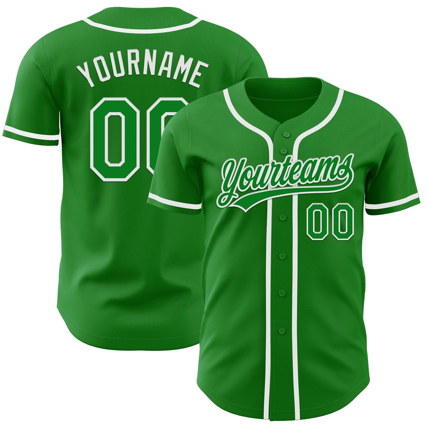 Custom Grass Green White Authentic Baseball Jersey - Sky-Custom