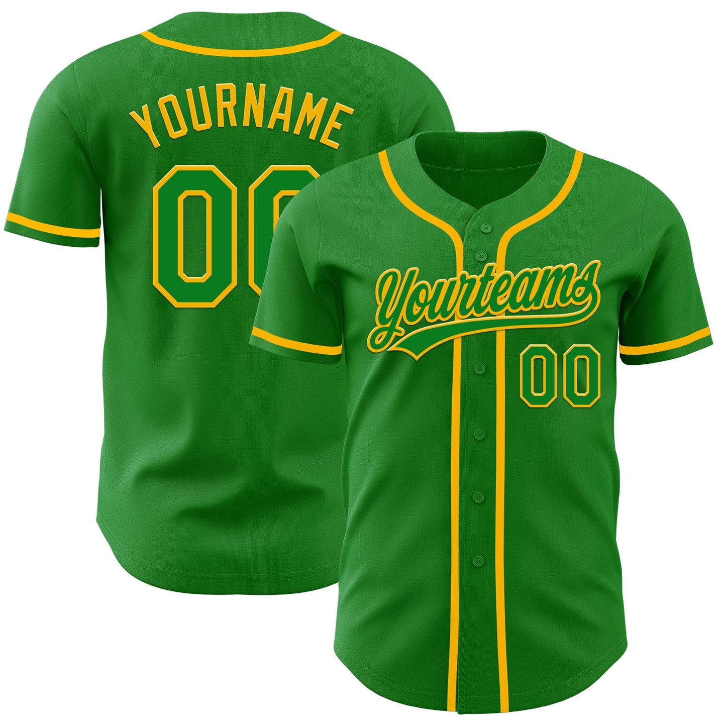 Custom Grass Green Gold Authentic Baseball Jersey - Sky-Custom