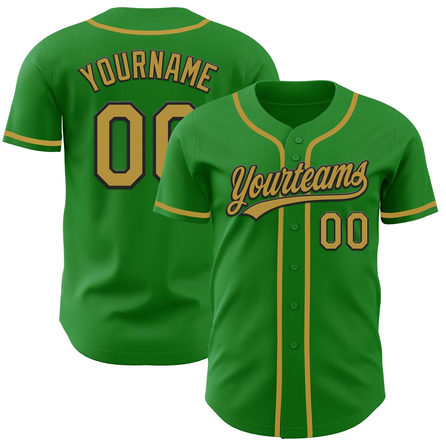 Custom Grass Green Old Gold-Black Authentic Baseball Jersey - Sky-Custom