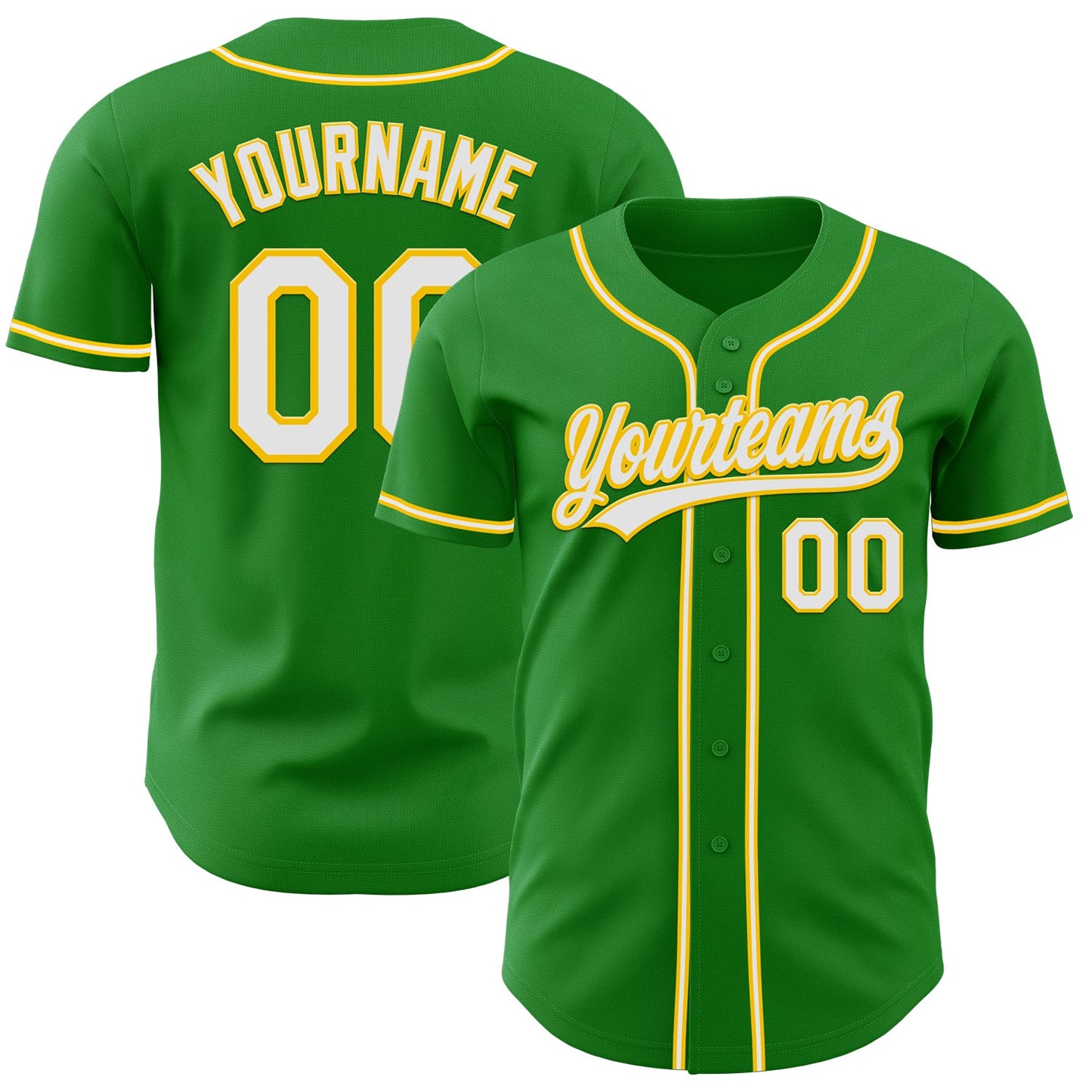 Custom Grass Green White-Yellow Authentic Baseball Jersey - Sky-Custom