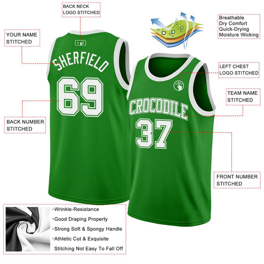 Custom Grass Green White Authentic Basketball Jersey - Sky-Custom