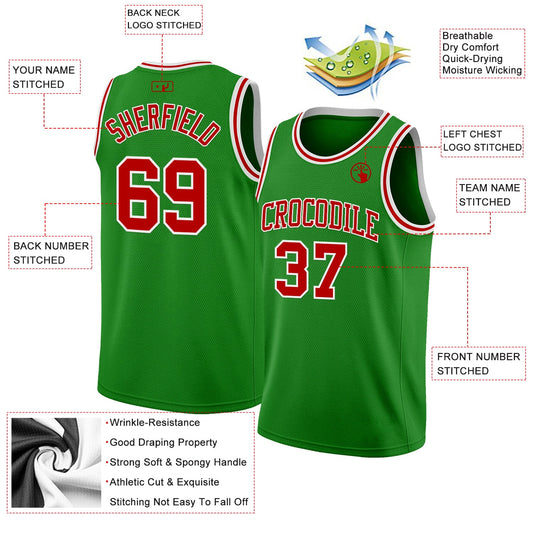 Custom Grass Green Red-White Authentic Basketball Jersey - Sky-Custom