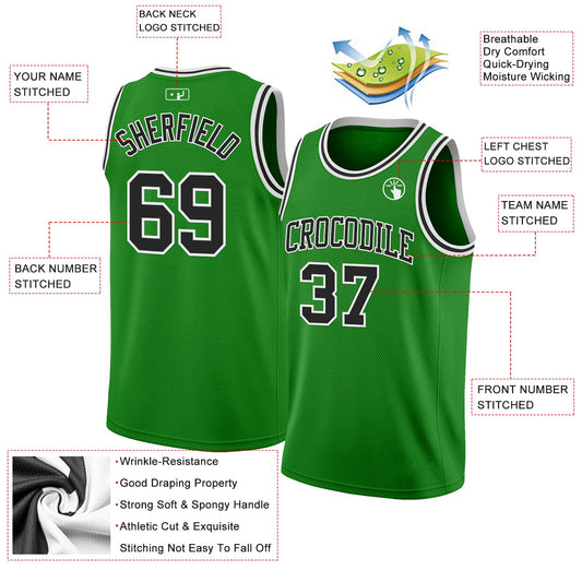 Custom Grass Green Black-White Authentic Basketball Jersey - Sky-Custom