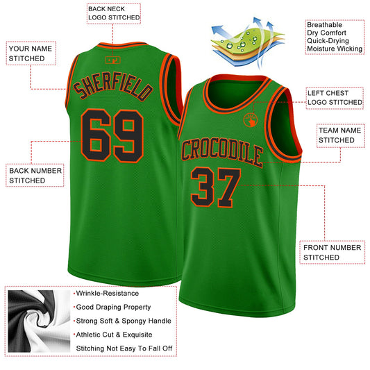 Custom Grass Green Black-Orange Authentic Basketball Jersey - Sky-Custom