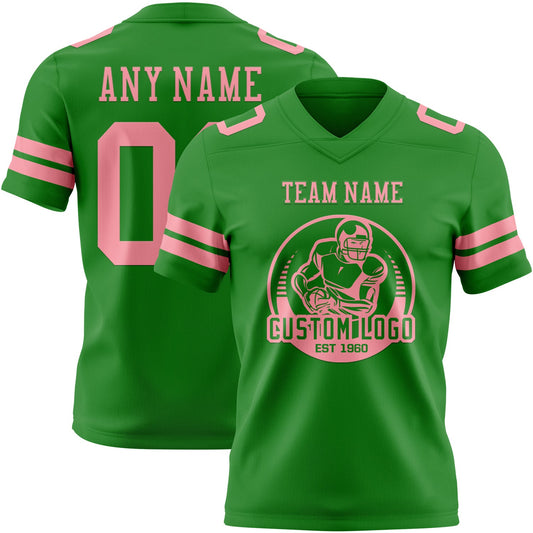 Custom Grass Green Medium Pink Mesh Authentic Football Jersey - Sky-Custom