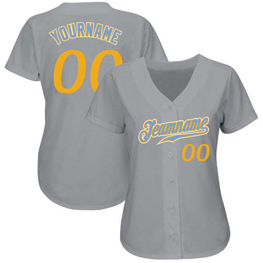 Custom Gray Gold-Light Blue Authentic Baseball Jersey - Sky-Custom