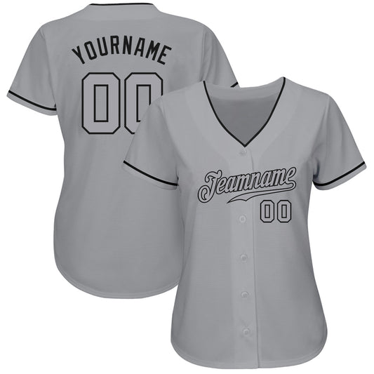 Custom Gray Gray-Black Authentic Baseball Jersey - Sky-Custom