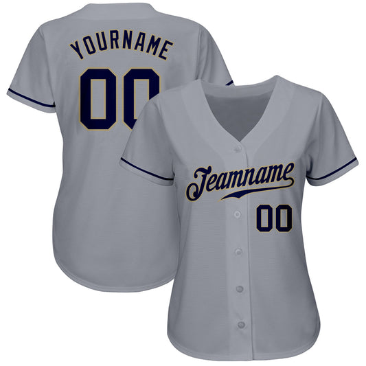Custom Gray Navy-Vegas Gold Authentic Baseball Jersey - Sky-Custom
