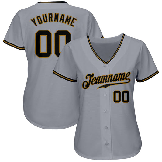 Custom Gray Black-Old Gold Authentic Baseball Jersey - Sky-Custom