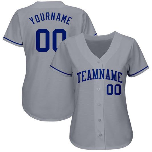 Custom Gray Royal Authentic Baseball Jersey - Sky-Custom