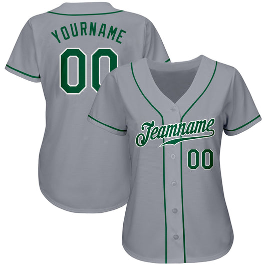 Custom Gray Kelly Green-White Authentic Baseball Jersey - Sky-Custom