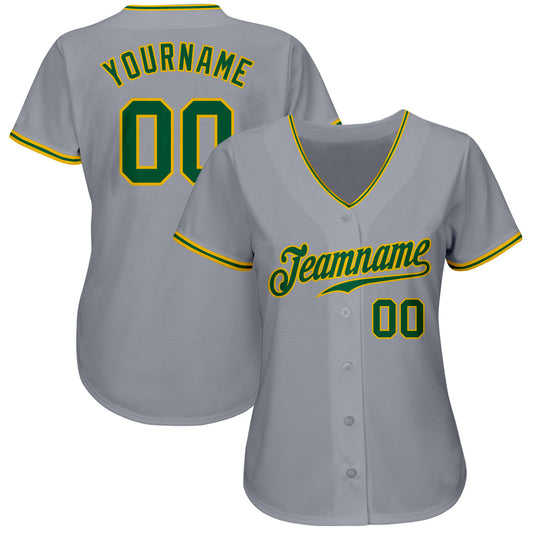 Custom Gray Kelly Green-Gold Authentic Baseball Jersey - Sky-Custom