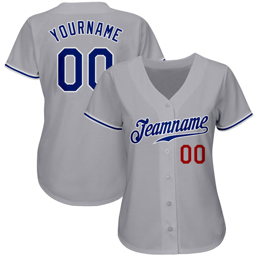 Custom Gray Royal-Red Authentic Baseball Jersey - Sky-Custom