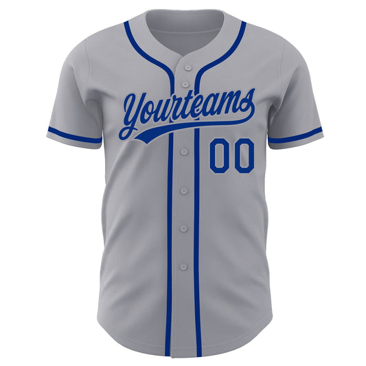 Custom Gray Royal Authentic Baseball Jersey - Sky-Custom