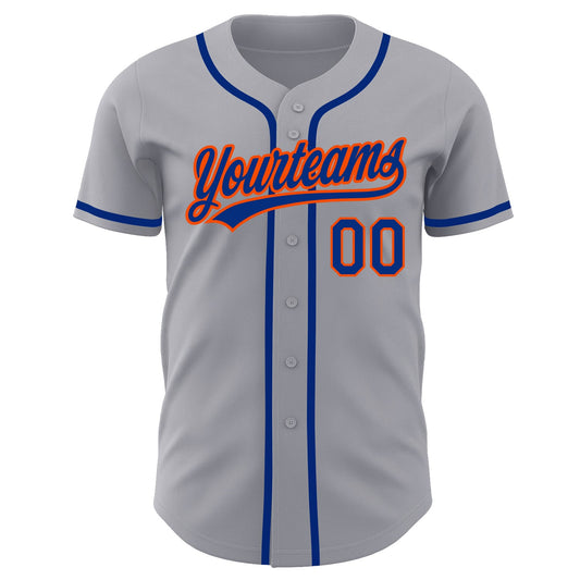 Custom Gray Royal-Orange Authentic Baseball Jersey - Sky-Custom