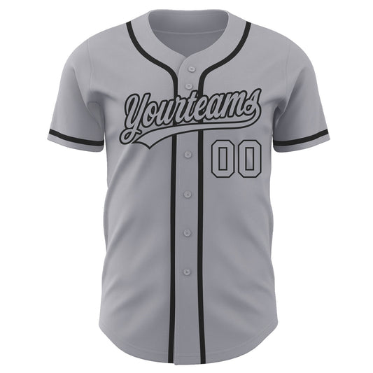 Custom Gray Gray-Black Authentic Baseball Jersey - Sky-Custom