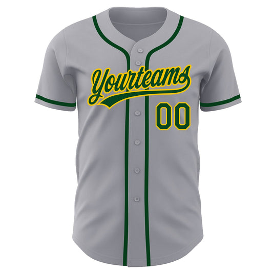 Custom Gray Green-Gold Authentic Baseball Jersey - Sky-Custom