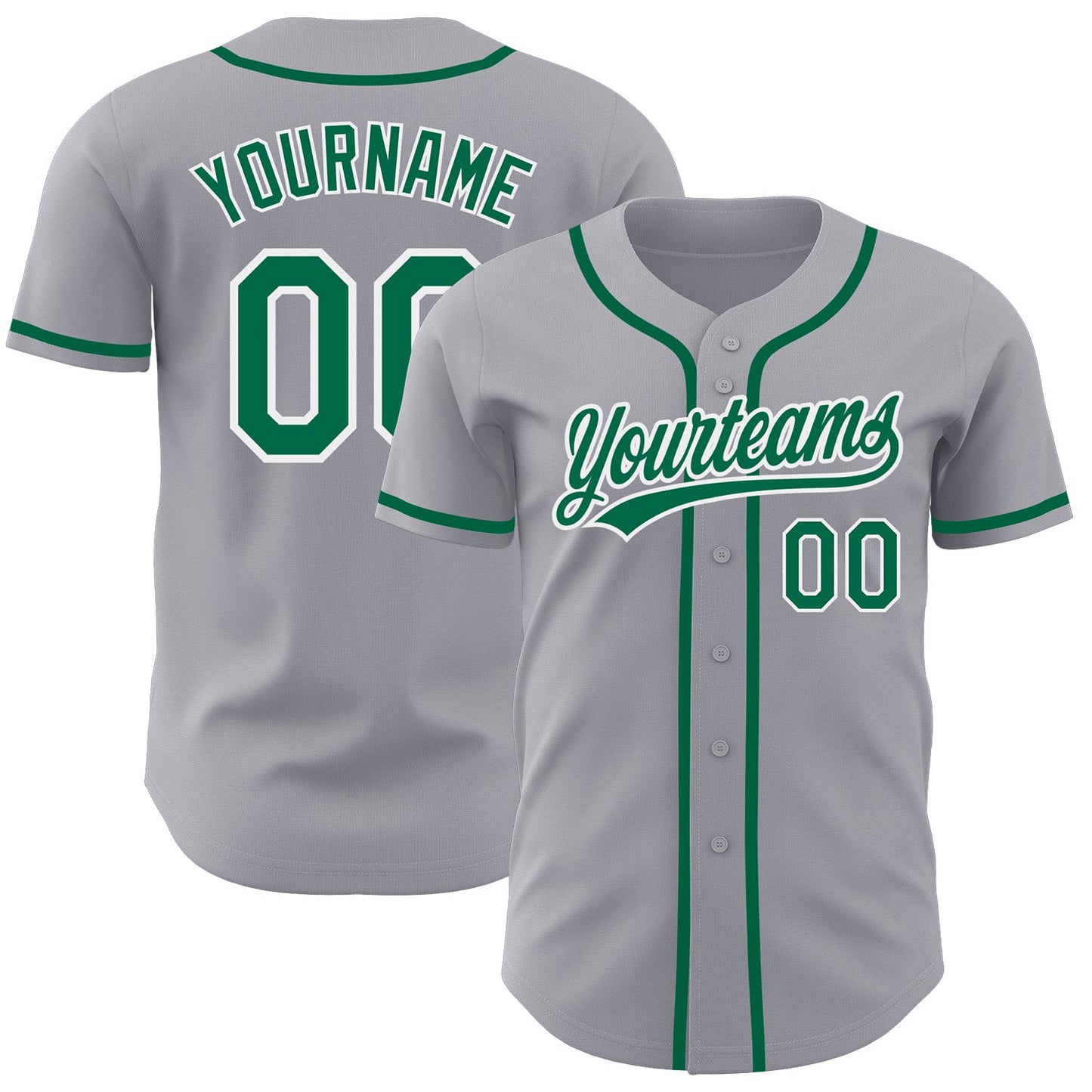 Custom Gray Kelly Green-White Authentic Baseball Jersey - Sky-Custom