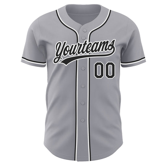 Custom Gray Black-White Authentic Baseball Jersey - Sky-Custom