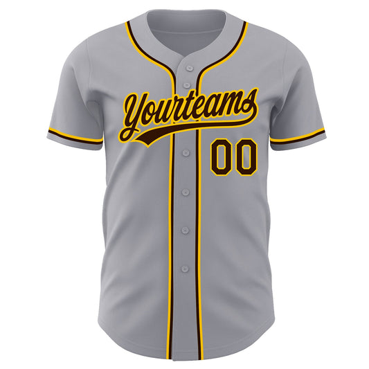 Custom Gray Brown-Gold Authentic Baseball Jersey - Sky-Custom