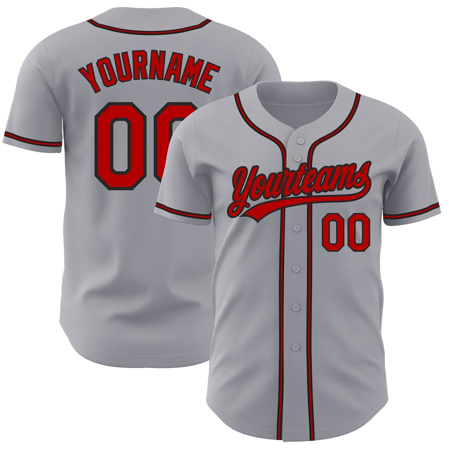 Custom Gray Red-Black Authentic Baseball Jersey - Sky-Custom