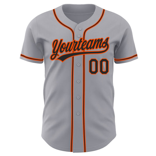 Custom Gray Black-Orange Authentic Baseball Jersey - Sky-Custom
