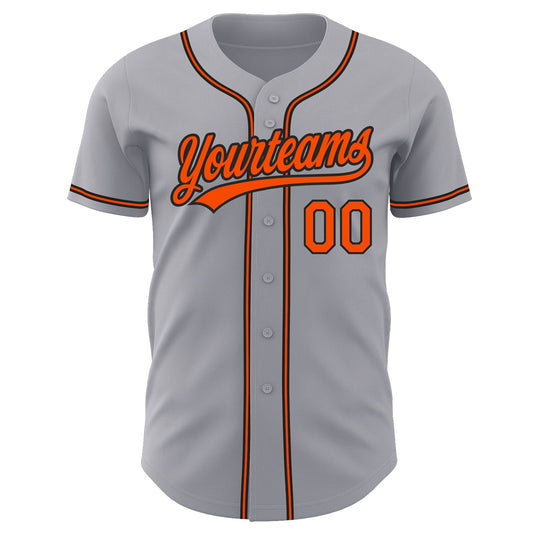 Custom Gray Orange-Black Authentic Baseball Jersey - Sky-Custom
