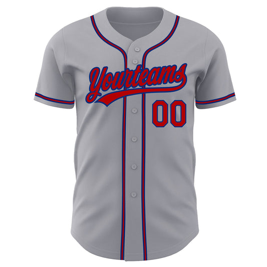 Custom Gray Red-Royal Authentic Baseball Jersey - Sky-Custom