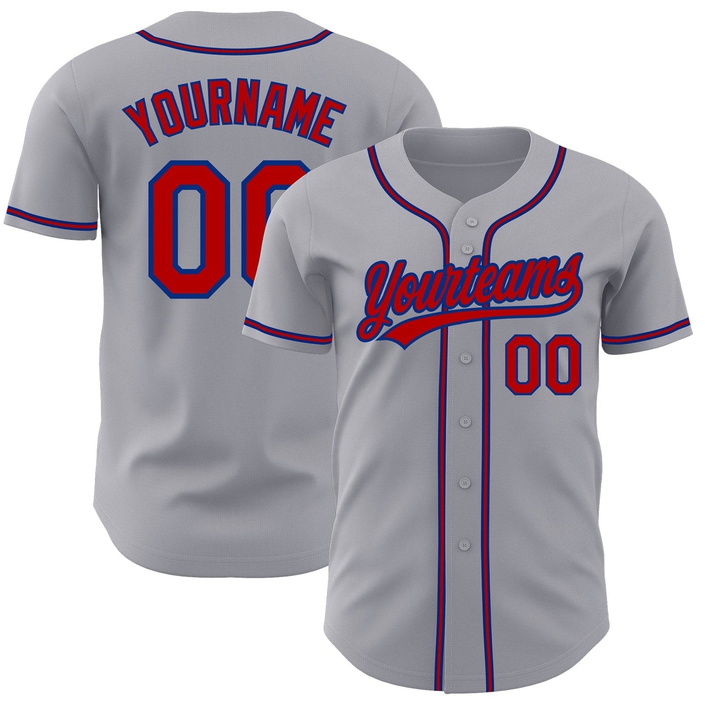 Custom Gray Red-Royal Authentic Baseball Jersey - Sky-Custom