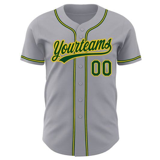 Custom Gray Green-Gold Authentic Baseball Jersey - Sky-Custom