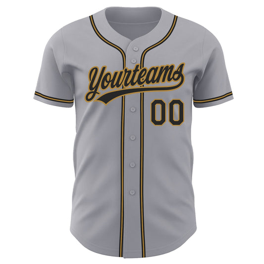Custom Gray Black-Old Gold Authentic Baseball Jersey - Sky-Custom