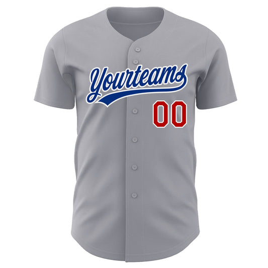 Custom Gray Red-White Authentic Baseball Jersey - Sky-Custom