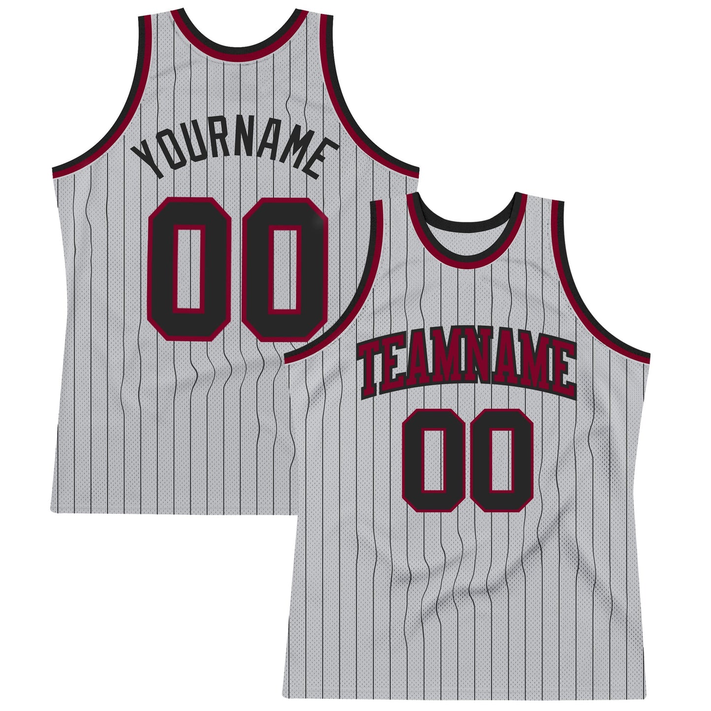 Custom Gray Black Pinstripe Black-Maroon Authentic Basketball Jersey - Sky-Custom